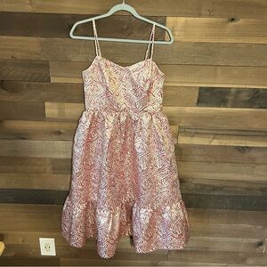 Lucy Paris Rose Gold Metallic Zebra-Print Midi Dress